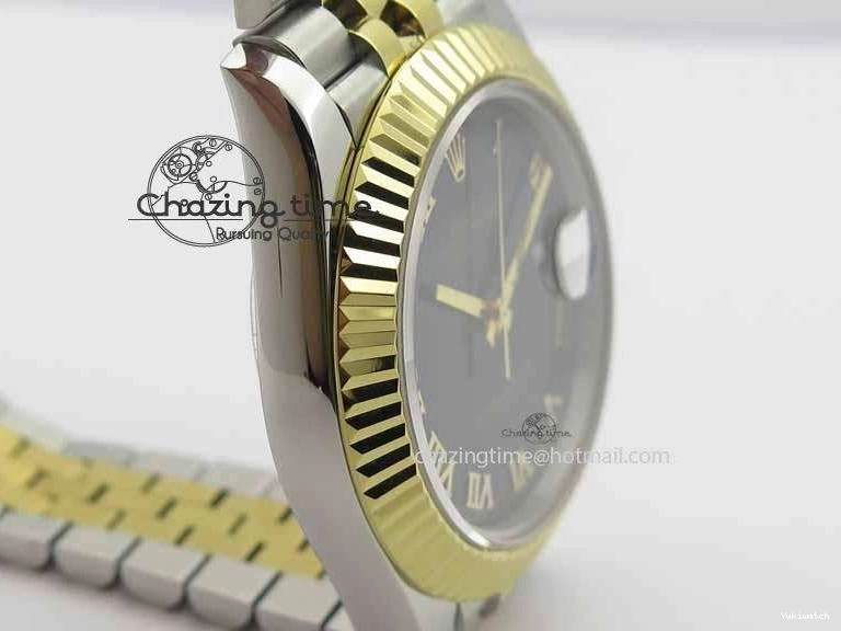 Roman YG Maker Black On Bracelet Edition A2813 BP Best 41mm DateJust SS Jubilee Dial II 0521